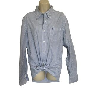 American Eagle Outfitters Blue and White Striped Shirt